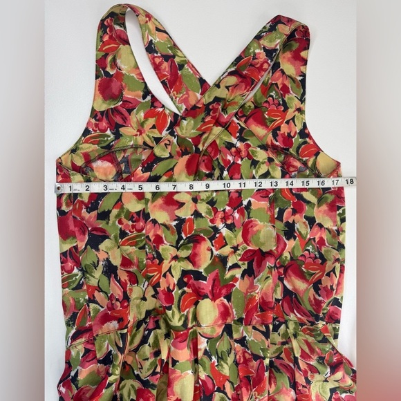 Laura Ashley 100% Cotton Fruity Pattern Drop Waist Button Down Dress Size 10 - Picture 7 of 9
